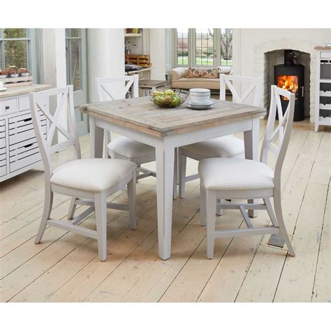 Made with quality birch wood, this set is built to last and comes with four chairs. Grey Painted 95cm Square Extending Kitchen Dining Table ...