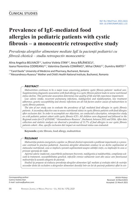 Pdf Prevalence Of Ige Mediated Food Allergies In Pediatric Patients