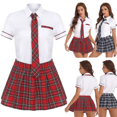 Sexy Womens Naughty School Girl Uniform Outfits Fancy Dress Costume Cosplay New 1319 Picclick