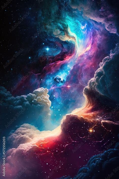 Abstract Outer Space Endless Nebula Galaxy Background Large View Of A Colorful Dark Nebula In