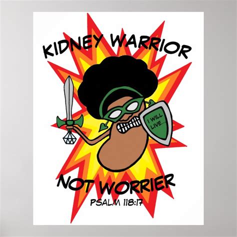 Exciting Hand Drawn Kidney Warrior Cartoon Poster Zazzle