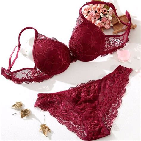 Bras Set Gather Lace Bra Women Padded Thin Deep V Neck Push Up Bra