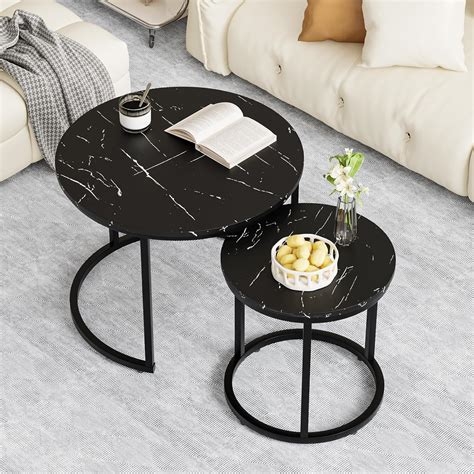 Amazon Semiocthome Round Nesting Coffee Table Black Nesting