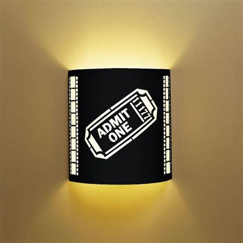 Silver Admit One Movie Ticket Home Theater Wall Sconce With Filmstrip