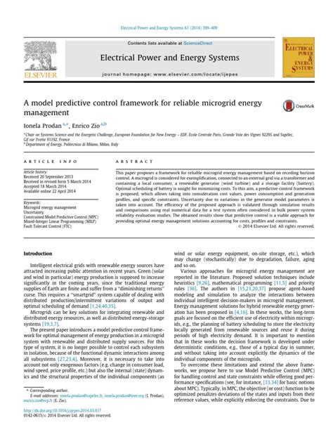 A Model Predictive Control Framework For Reliable Microgrid Energy