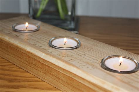 Handcrafted Rustic Wood Tea Light Holder With Chamfered Edges Etsy