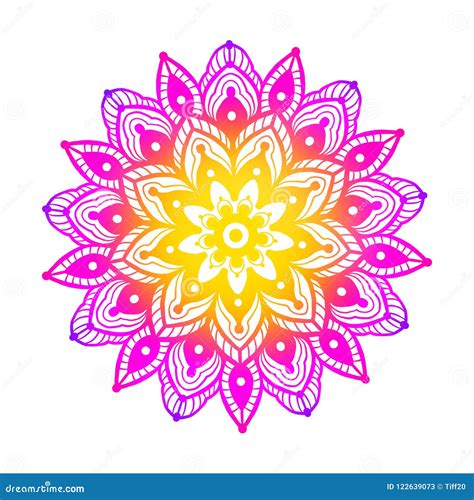 Pink And Yellow Mandala Stock Illustration Illustration Of Drawing