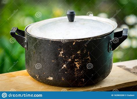 A Dirty Old Metal Pot Close Up Photo Stock Photo Image Of Cooking