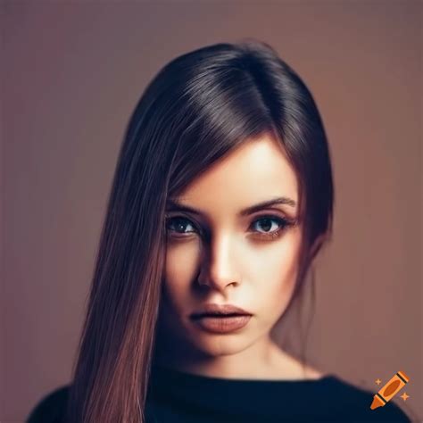 Portrait Of A Beautiful Young Woman With Dark Brown Hair On Craiyon