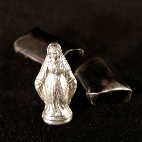 Wwii Bullet Casing Pocket Shrine With Blessed Virgin Mary Statue From