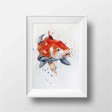 Original Watercolor Painting Koi Fish Gold Fish By Maryartstudio