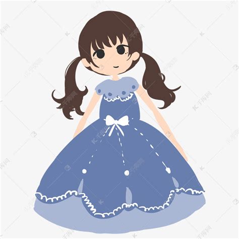 穿蓝色裙子的小女生素材图片免费下载 千库网