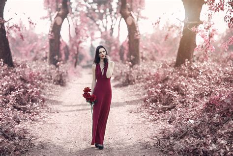 Wallpaper Women Outdoors Model Flowers Nature Photography Cherry Blossom Pink Spring