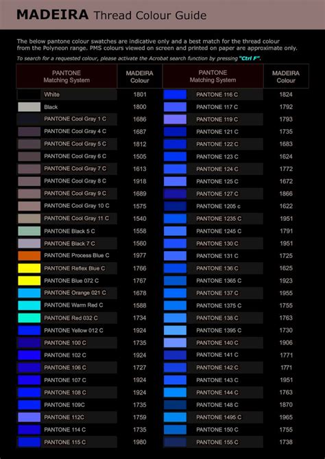 Pdf Madeira Thread Colour Guide Trends · The Below Pantone Colour
