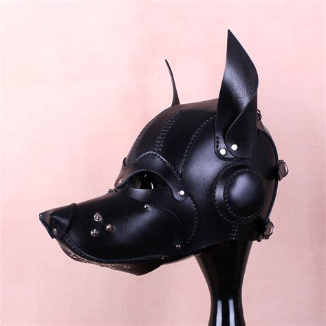 Puppy Play Hood Petplay Fetish Mask Bondage Mask Leather Etsy