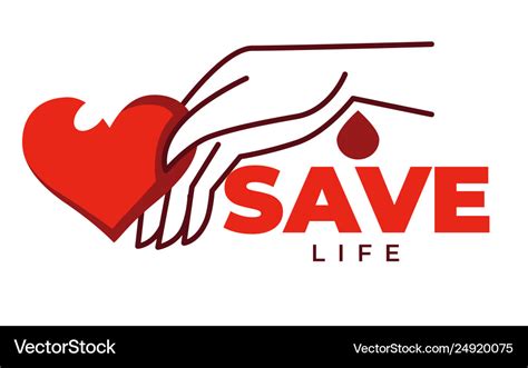 Save Life Isolated Icon Heart And Hand Charity Vector Image