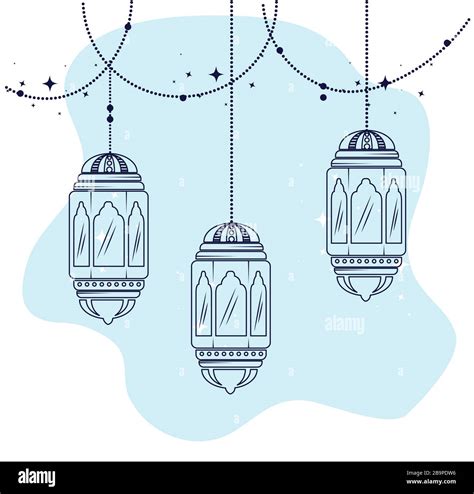 Ramadan Kareem Poster With Lanterns Hanging Stock Vector Image And Art
