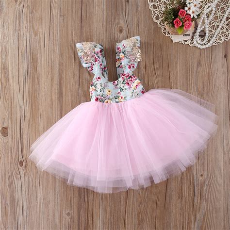 2019 Summer Toddler Kid Baby Girls Ball Gown Dress Sleeveless Floral