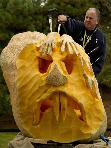 Artist And Sculptor Scott Cully Carves Tthe World Biggest Pumpkin