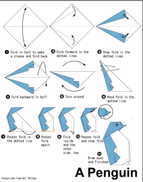 Penguin Easy Origami Instructions For Kids
