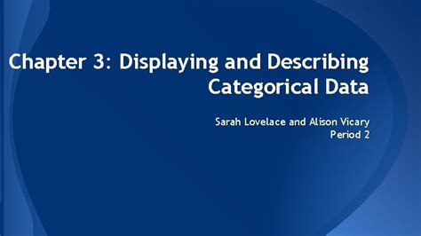 Chapter Displaying And Describing Categorical Data Sarah