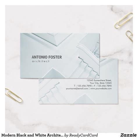Modern Black And White Architect Interior Designer Business Card