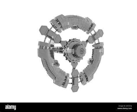 Circular Space Station In Space Stock Photo Alamy