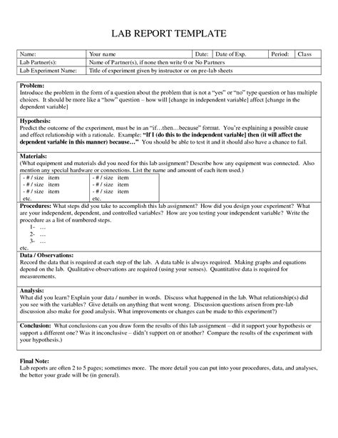 16 Best Images Of Lab Template Worksheet Science Lab Report Template