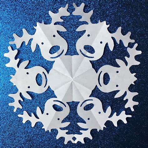 Reindeer Paper Snowflake Pattern Pdf Digital Download Etsy
