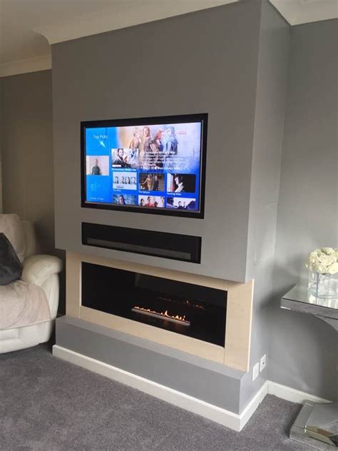 Television Over Bio Ethanol Fireplace Fireplace Tv Wall Living Room