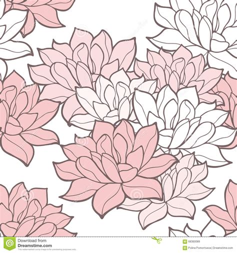 Find vectors of lotus flower. Stylish Lotus Flowers Seamless Background. Stock Vector ...