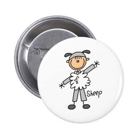 Stick Figure In Sheep Suit Button Zazzle