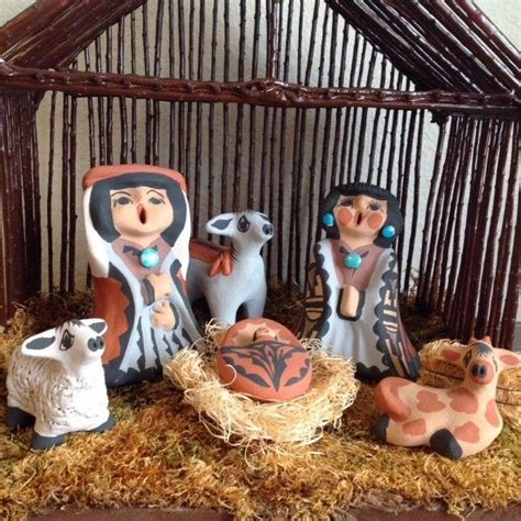 Native American 10 Piece Nativity Set By Caroline Sando Jemez Pueblo