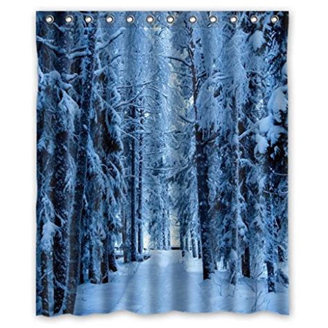 Hellodecor Winter Scene Heavy Snow Forest Shower Curtain Polyester