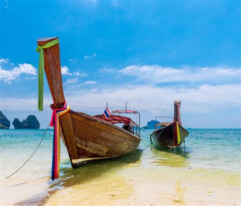 Long Tail Boat Tropical Beach Krabi Thailand Stock Photo Image Of