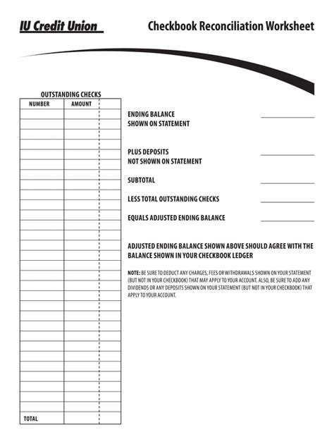 Balancing Checkbook Worksheet Printable