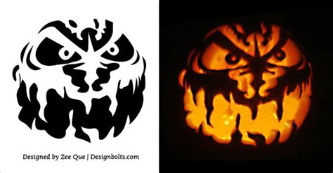 5 Free Scary Halloween Pumpkin Carving Stencils Printable