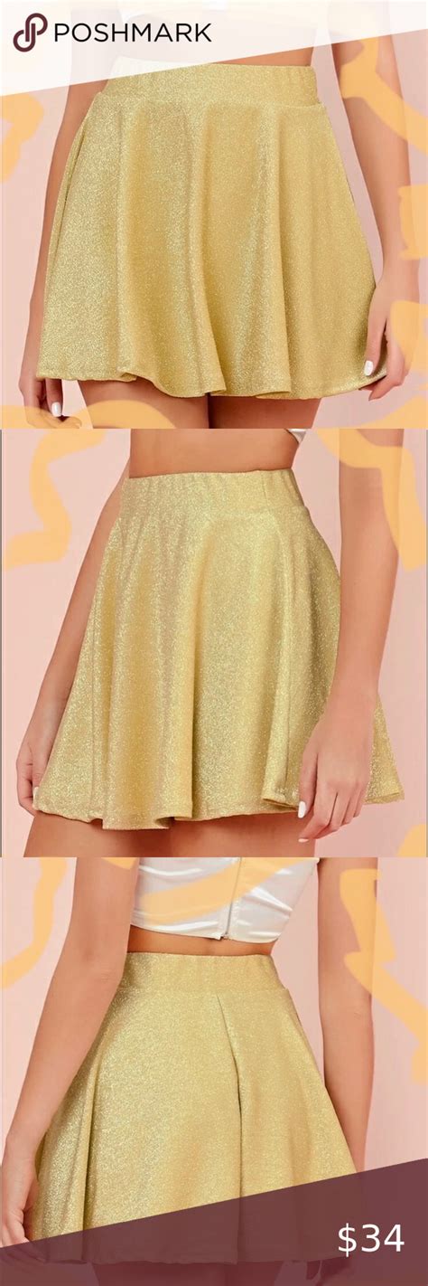 Light Golden Yellow Glitter Skater Skirt Yellow Skater Skirt Gold Skater Skirt Skirts