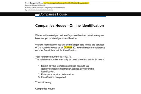 reporting scams pretending to be from companies house gov uk