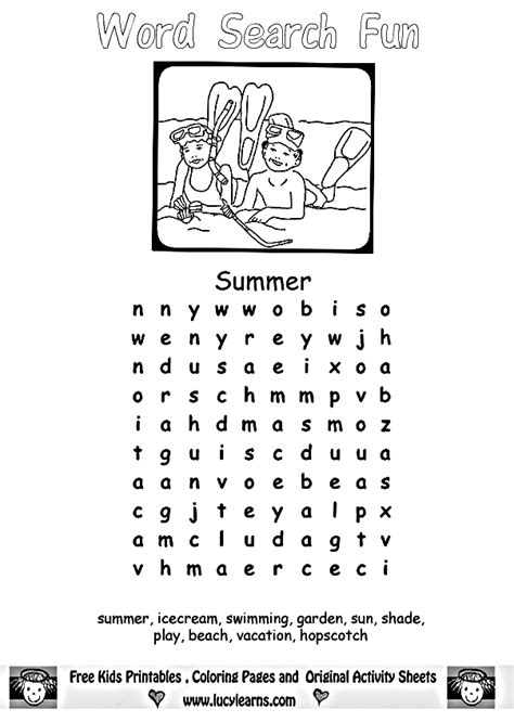 Summer word search puzzles are a really fun way to keep little brains active. Summer Word Search; 3-5; language | Fun worksheets for ...