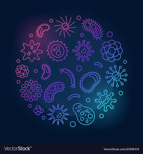 Microorganism Round Microbiology Colored Vector Image