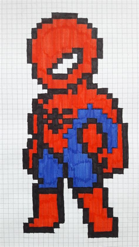 Graph Paper Drawings Graph Paper Art Perler Bead Patterns Cross Stitch Patterns Spiderman
