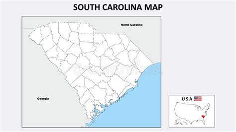 South Carolina Map Political Map Of South Carolina With Boundaries In Outline Stock Vector