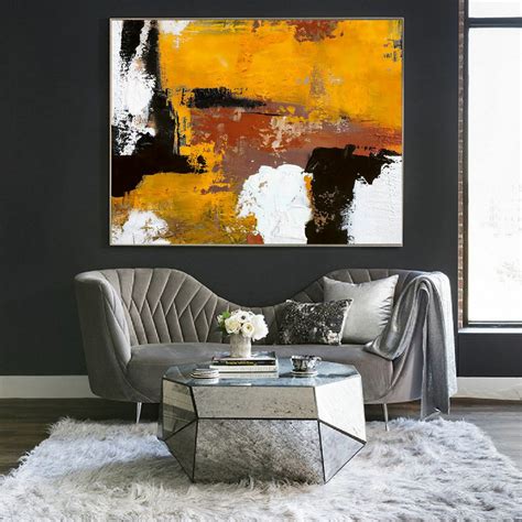 Original Burnt Orange Abstract Paintingblack White Abstract On Canvas