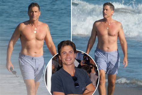 shirtless rob lowe 56 looks half his age as he hits the beach in swim trunks the us sun