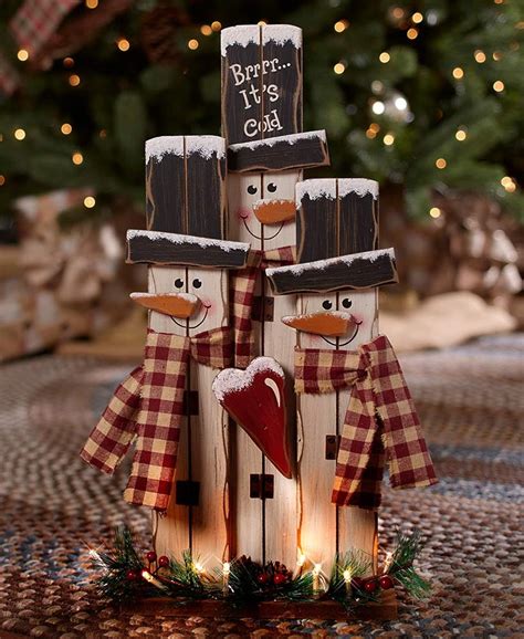 Snowman Family With Lights Rustic Christmas Porch Decor Wood - Etsy