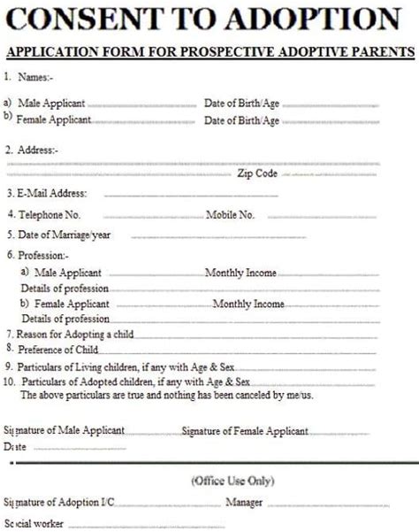 Printable Adoption Form Printable Forms Free Online