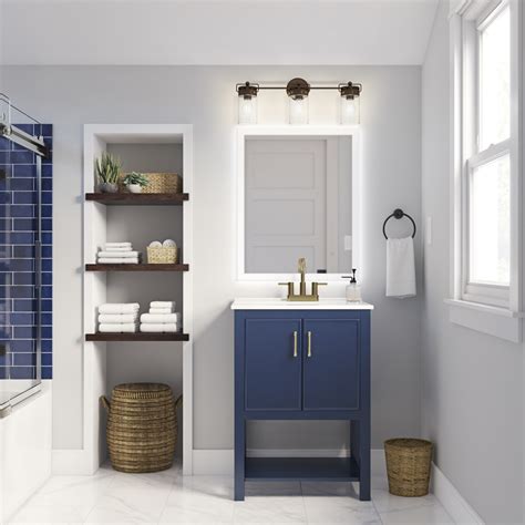 Use this guide to find ideas for bathroom vanities that will perfectly finish your next bathroom upgrade. allen + roth Presnell 24-in Navy Blue Single Sink Bathroom ...