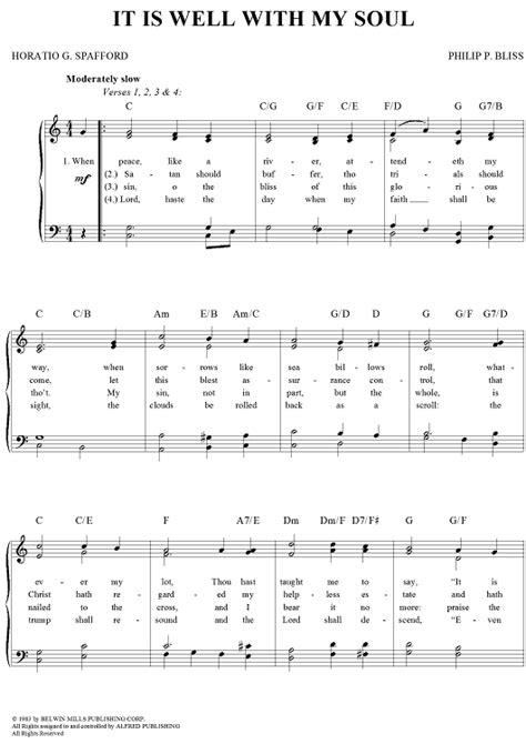 The chords and strumming pattern are my interpretation and their accuracy is not guaranteed. Buy "It Is Well With My Soul" Sheet Music for Piano/Vocal ...