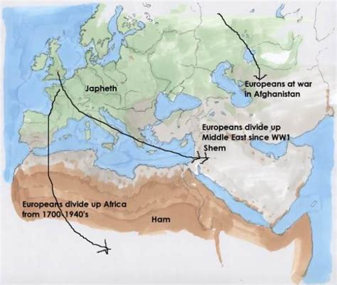 Shem Ham And Japheth Map World Map